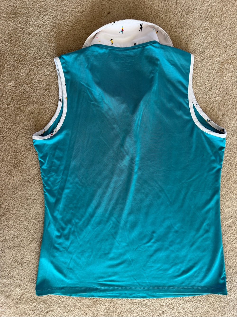 IZOD Teal Sleeveless Polo with Golf Themed Collar - Picture 6 of 7